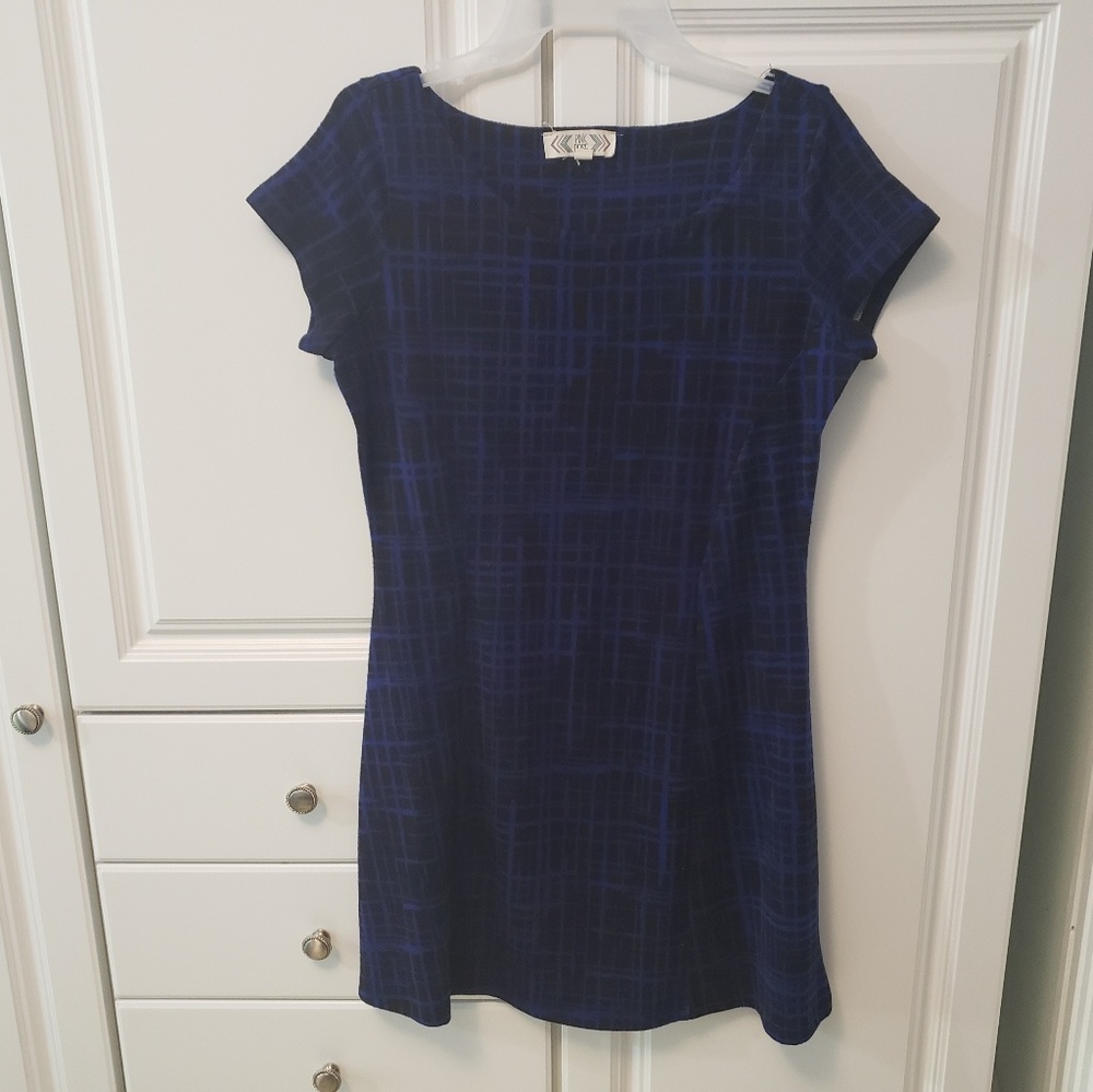 Blue and black midi dress